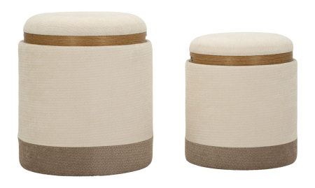 Mobilier - Set 2 pufuri container cu tavă integrată maro și crem