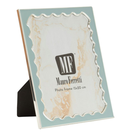 CADOURI - Set 2 rame foto albastru deschis și argintiu din metal cu profil ondulat 12.5x17.5