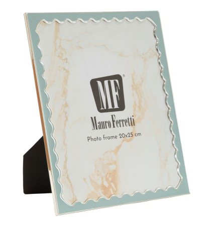 CADOURI - Set 2 rame foto albastru deschis și argintiu din metal cu profil ondulat 20x25