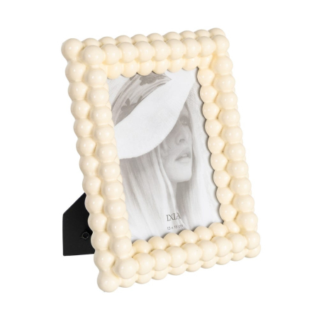 CADOURI - Set 2 rame foto albe cu două rânduri de bile din poliresină 13 x 18 cm