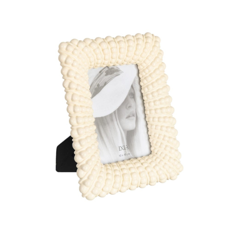 CADOURI - Set 2 rame foto albe cu relief în striații radiale din poliresină 10 x 15 cm