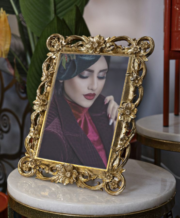 Rame foto aurii rășină sculptural set de 2 – imagine principală – design floral [4]