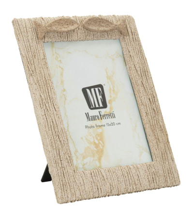 CADOURI - Ramă foto bej din rășină cu pești decorativi și linie șerpuită 21x2.8x26.5 cm