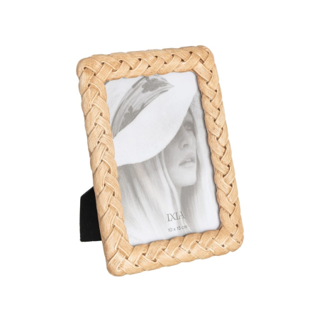 CADOURI - Set 2 rame foto cu aspect de paie împletite în coadă din poliresină 10 x 15 cm