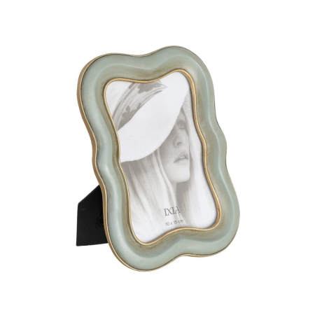 CADOURI - Set 2 rame foto cu contur ondulat verde pal și margine aurie fină 10 x 15 cm