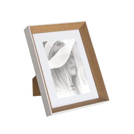 CADOURI - Set 2 rame foto cu marginea albă și interior de lemn pentru poze de 13 x 18 cm