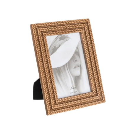 CADOURI - Set 2 rame foto cu margini în trepte și mărgele în nuanță de caramel 10 x 15 cm