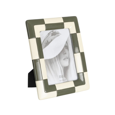 CADOURI - Set 2 rame foto cu pătrate crem și verde cenușiu în model de șah 10 x 15 cm