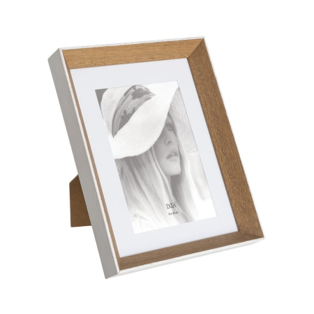 CADOURI - Set 2 rame foto medii albe cu interior de lemn pentru poze de 15 x 20 cm