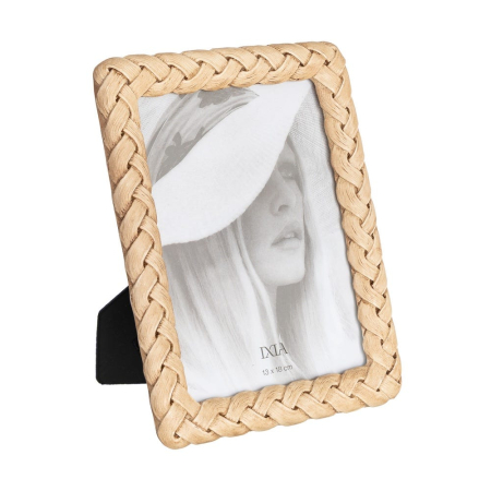 CADOURI - Set 2 rame foto mari cu aspect de paie împletite în coadă din poliresină 13 x 18 cm
