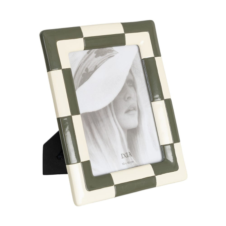 CADOURI - Set 2 rame foto mari cu pătrate crem și verde în model de șah 13 x 18 cm