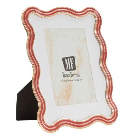 CADOURI - Set 2 rame foto roșu și auriu din metal cu linie ondulată 17.5x1.3x22.5 cm