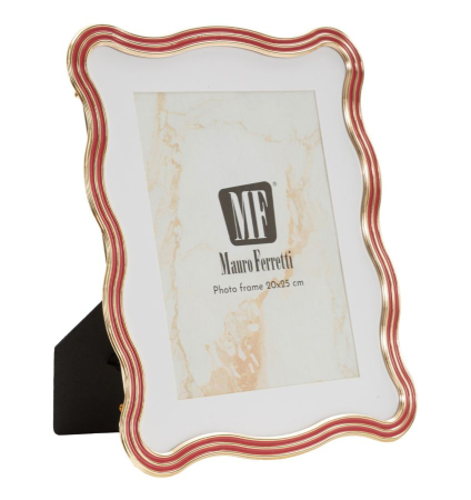 CADOURI - Set 2 rame foto roșu și auriu din metal cu linie ondulată 22.7x1.3x27.6 cm