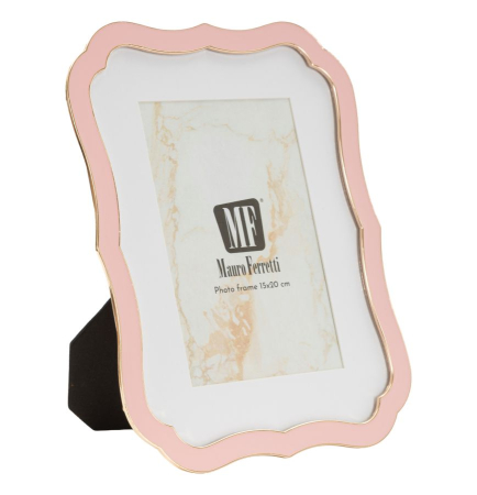 CADOURI - Set 2 rame foto roz pastel și auriu din metal cu profil decorativ 17x1.4x21.9 cm