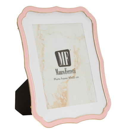 CADOURI - Set 2 rame foto roz pastel și auriu din metal cu profil decorativ 22.1x1.4x27.2 cm
