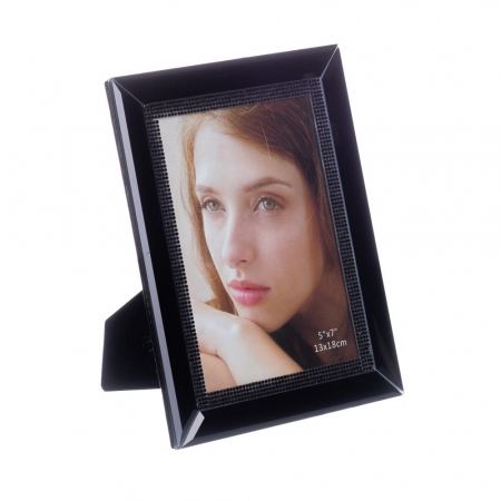 CADOURI - Set 2 rame foto sticlă neagră cristale 13x18cm – eleganță discretă glam