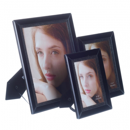 Set 2 rame foto sticlă neagră cu cristale 20x25cm – design glam elegant [1]