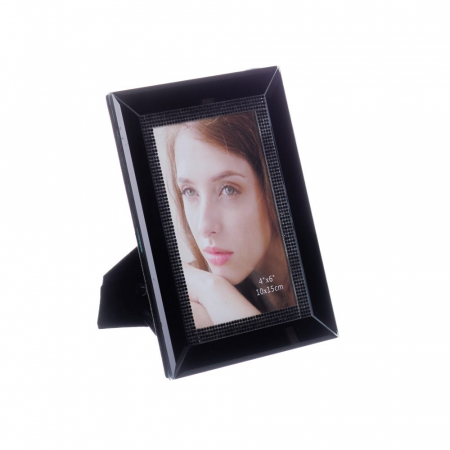 CADOURI - Set 2 rame foto sticlă neagră cristale 10x15cm – design glam modern