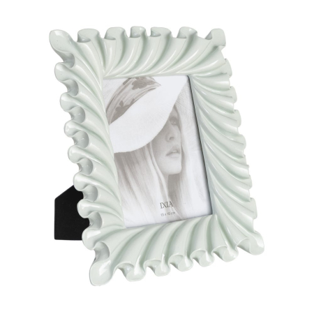 CADOURI - Set 2 rame foto verde mentă cu margine în volane ondulate din poliresină 13 x 18 cm