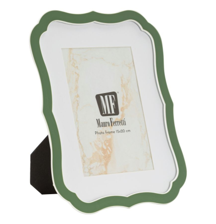 CADOURI - Set 2 rame foto verde și argintiu din metal cu profil decorativ 17x1.4x21.9 cm