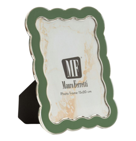 CADOURI - Set 2 rame foto verde și argintiu din metal cu profil ondulat 12.5x17.5