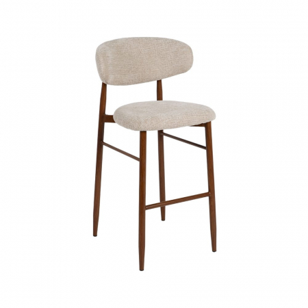 Set scaune bar 75 cm bej, tapițate, structură metalică maro – stil modern [2]