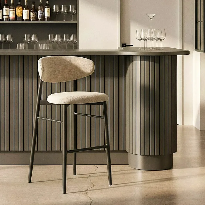 Scaune in Stil Contemporan - Set 2 scaune bar gri 75 cm cu cadru metalic negru – stil modern CreativDeco