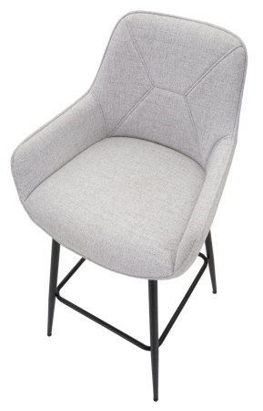 Set de 2 scaune bar gri tapițate din stofă, șezut cu spumă și cadru metalic stabil, stil modern [4]