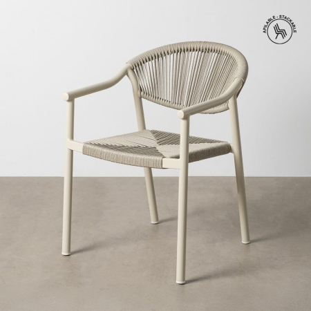 Scaune Exterior - Set 2 scaune grădină aluminiu ratan sintetic bej