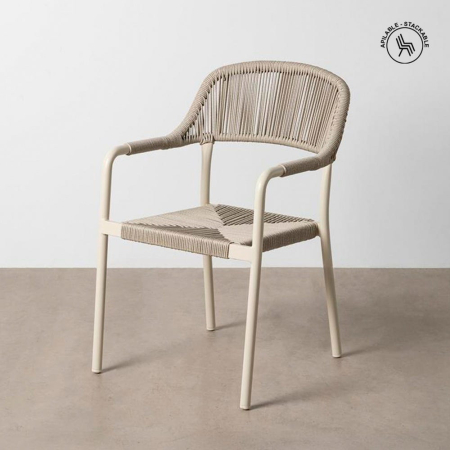 Scaune Exterior - Set 2 scaune grădină aluminiu ratan sintetic bej