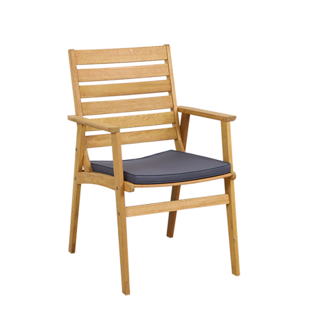 MEGA PROMOTII - Set 2 scaune din lemn de eucalipt cu perne gri