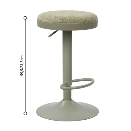 Scaune de bar - Set 2 scaune de bar din stofă și metal verde mentă reglabile