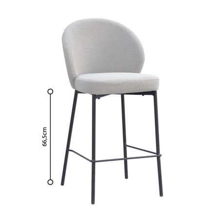 Scaune de bar - Set 2 scaune de bar din stofă buclé gri deschis cu spătar rotunjit
