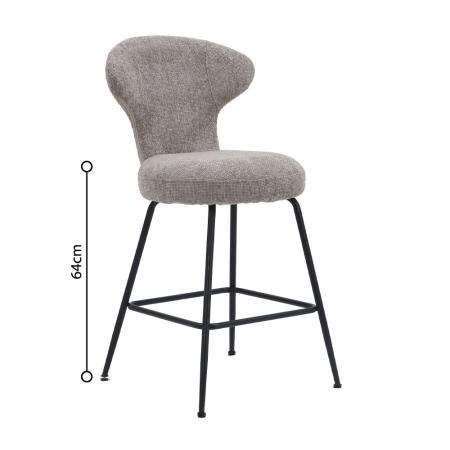 Scaune de bar - Set 2 scaune de bar din stofă gri deschis cu spătar curbat