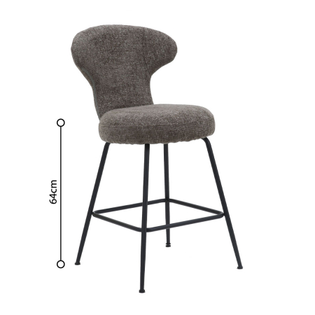 Scaune de bar - Set 2 scaune de bar din stofă gri închis cu spătar curbat