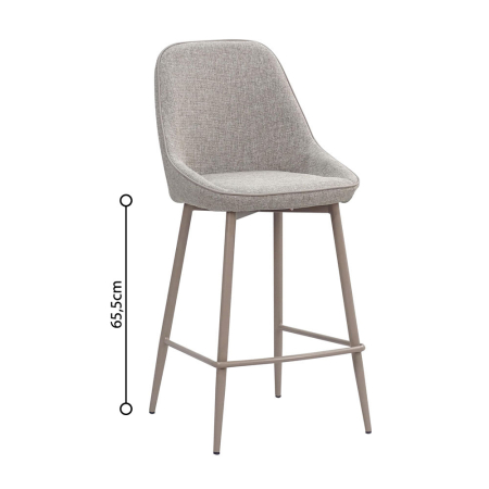 MEGA PROMOTII - Set 2 scaune de bar din stofă gri deschis cu aspect de in