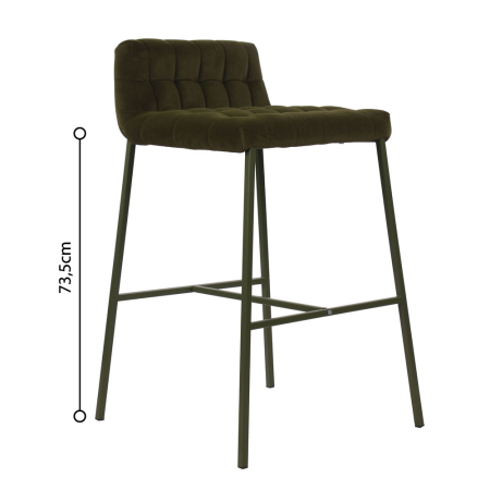 Scaune de bar - Set 2 scaune de bar din stofă verde olive matlasată
