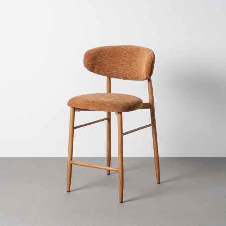 Scaune - Set 2 scaune bar stofă portocalie metal maro deschis