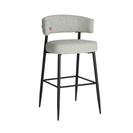 Mobilier - Set 2 scaune de bar tapițate cu stofă verde melanj Merano