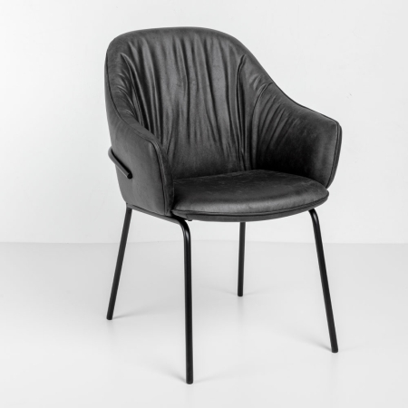 Mobilier - Set 2 scaune de dining din piele ecologică gri