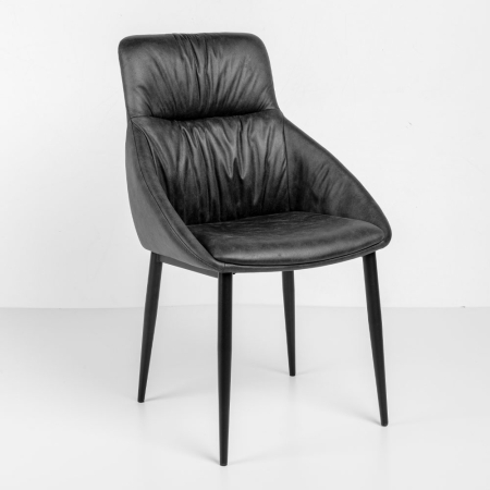 Mobilier - Set 2 scaune de dining din piele ecologică gri