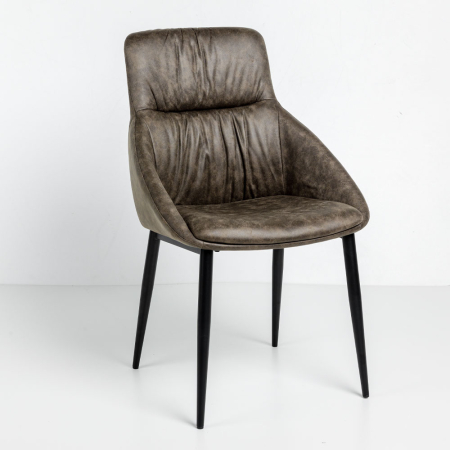 Mobilier - Set 2 scaune de dining din piele ecologică maro