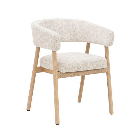Mobilier - Set 2 scaune de dining din stofă buclé crem