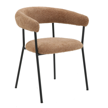 Mobilier - Set 2 scaune de dining din stofă buclé maro