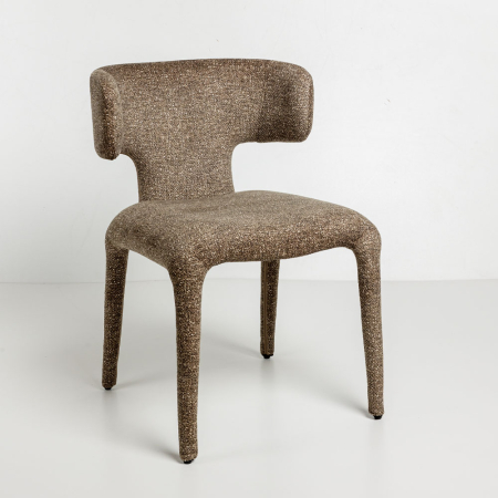 Mobilier - Set 2 scaune de dining din stofă buclé maro