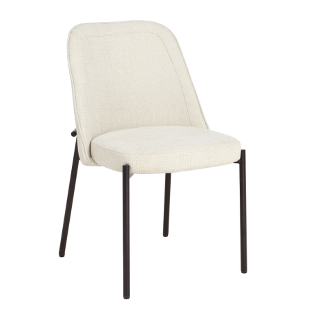 Scaune Dining - Set 2 scaune de dining din stofă crem cu aspect de in