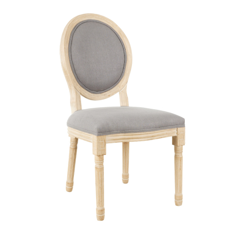 Scaune Dining - Set 2 scaune de dining din stofă cu aspect de in gri
