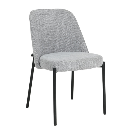 Scaune Dining - Set 2 scaune de dining din stofă gri deschis cu aspect de in