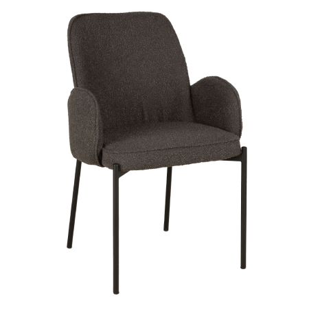Scaune Dining - Set 2 scaune de dining din stofă gri închis tip bucle