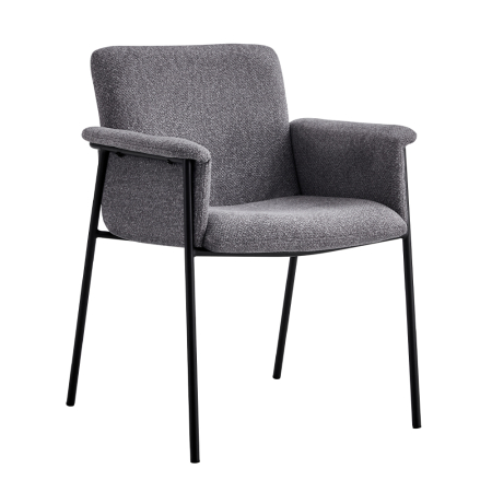Scaune Dining - Set 2 scaune de dining din stofă gri tip bucle